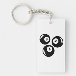 Lucky Number 111 Black Balls Keychain