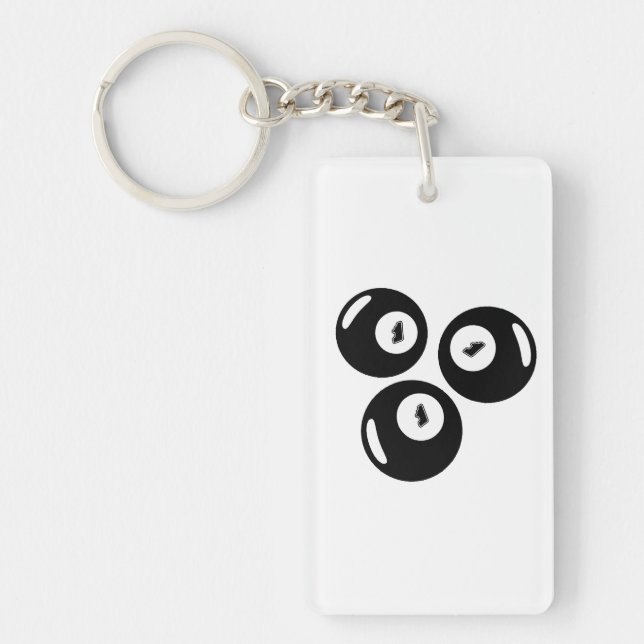 Lucky Number 111 Black Balls Keychain (Front)