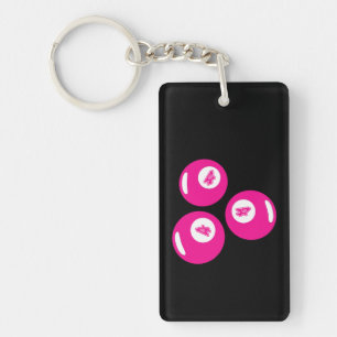 Lucky Number 4 Pink Balls Keychain