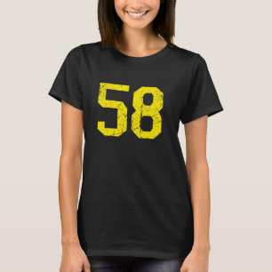 Lucky Number #58 Yellow Vintage Sports Player Fan T-Shirt