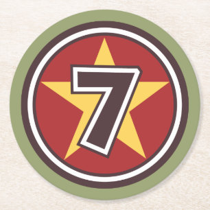 Lucky Number 7 Round Paper Coaster