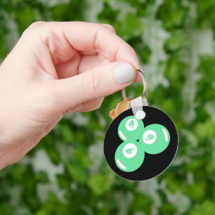Lucky Number 9 Teal Balls Keychain