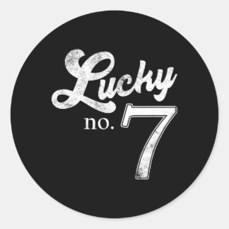 Lucky Number Seven Distressed Favourite Number Classic Round Sticker