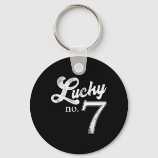 Lucky Number Seven Distressed Favourite Number Keychain