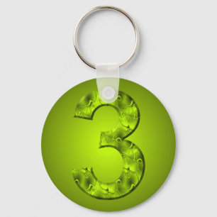 Lucky Number Three Nature Magic Green Keychain