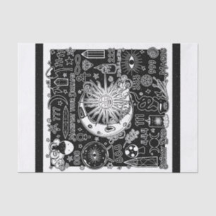 Lucky Numerology Manifesting Magic Black & White Tissue Paper