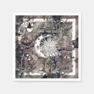 Lucky Numerology Manifesting Magic Galaxy Grunge Napkin