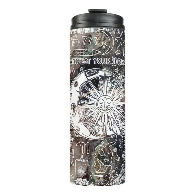 Lucky Numerology Manifesting Magic Galaxy Grunge Thermal Tumbler (Front)