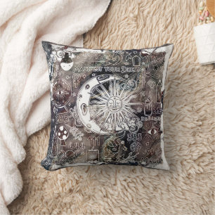 Lucky Numerology Manifesting Magic Galaxy Grunge Throw Pillow