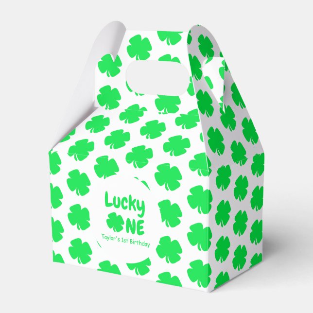 Lucky One 1st Birthday Favor Box (Front Side)