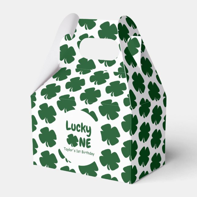 Lucky One 1st Birthday Favor Box (Front Side)