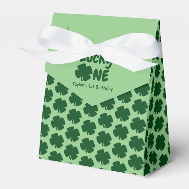 Lucky One 1st Birthday Favor Box (Front Side)