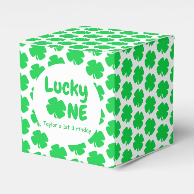 Lucky One 1st Birthday Favor Box (Front Side)