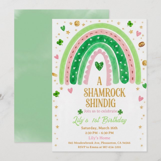 Lucky One 1st Birthday Invitation (Devant / Derrière)