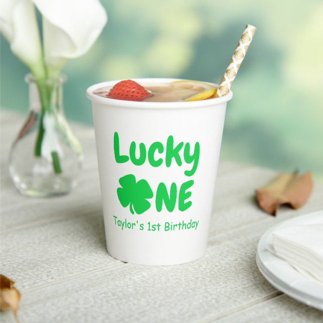 Lucky One 1st Birthday Paper Cups (Insitu)