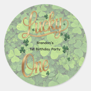 Lucky One 1st. Birthday Party Classic Round Sticker