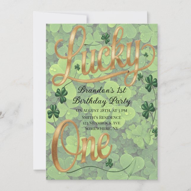 Lucky One 1st. Birthday Party  Invitation (Front)