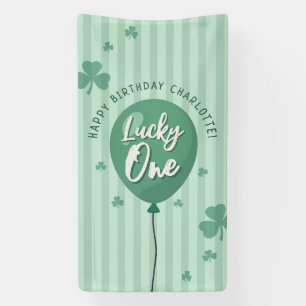 Lucky One 1st Birthday St Patricks Day Clover Banner