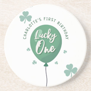 Lucky One 1st Birthday St Patricks Day Clover Coaster