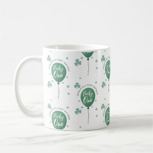 Lucky One 1st Birthday St Patricks Day Clover Coffee Mug