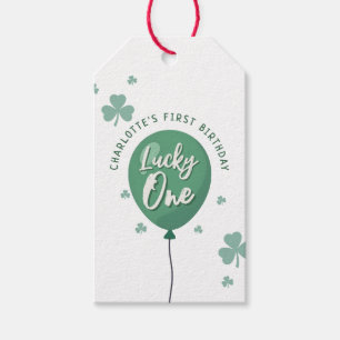 Lucky One 1st Birthday St Patricks Day Clover Gift Tags