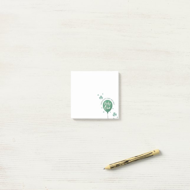 Lucky One 1st Birthday St Patricks Day Clover Post-it Notes (On Desk)