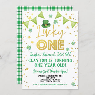 Lucky One Baby First Birthday St Patrick's Day Invitation