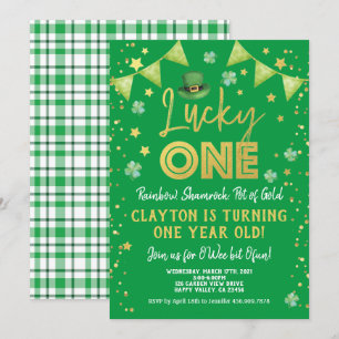 Lucky One Baby First Birthday St Patrick's Day Invitation