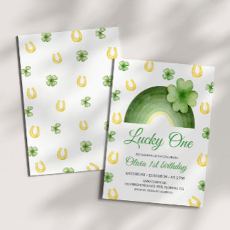 Lucky One Birthday Invitation, St. Patricks Themed Invitation