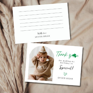 Lucky One Birthday Photo Thank You Card