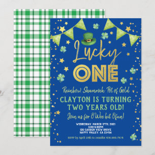Lucky One Boy 1st Birthday St Patrick's Day Party Invitation