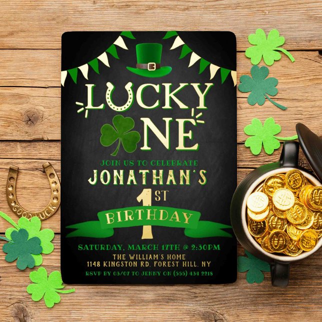 Lucky One Chalkboard 1st Birthday Real (Creator Uploaded)