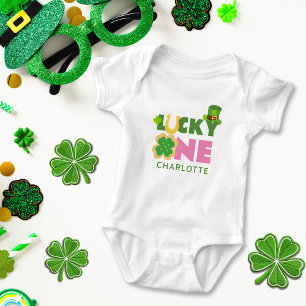 Lucky One Cute 1st Birthday Girl St. Patrick's Day Baby Bodysuit