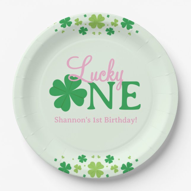 Lucky One First 1st Birthday Party Paper Plate (Front)