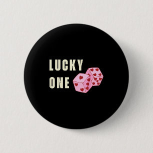 Lucky One Heart Dice Couples Matching Valentines D 2 Inch Round Button