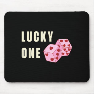 Lucky One Heart Dice Couples Matching Valentines D Mouse Pad