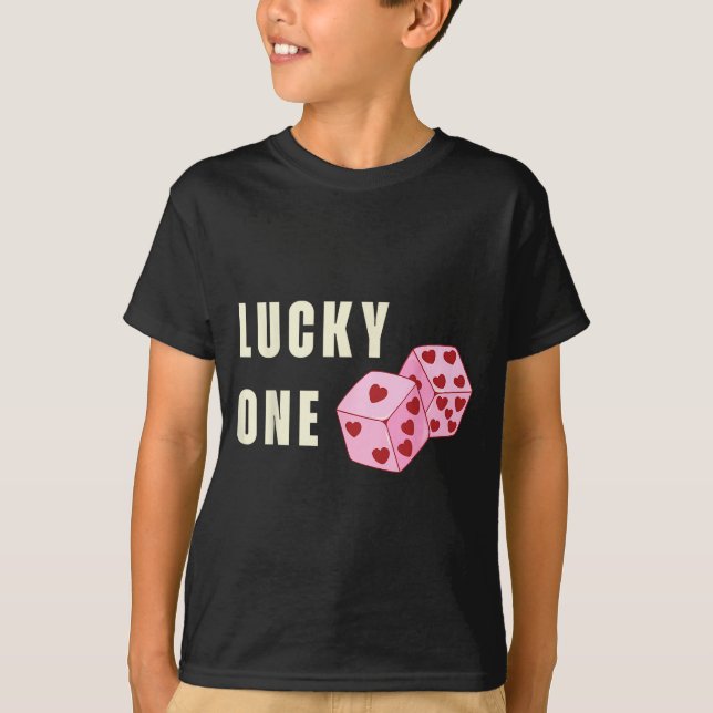 Lucky One Heart Dice Couples Matching Valentines D T-Shirt (Front)