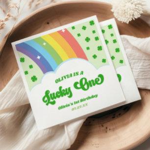 Lucky One Lucky Charm Rainbow 1st Birthday Party Napkin