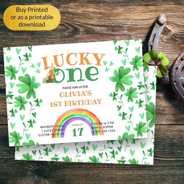 Lucky One Shamrock 1st Birthday Invitation (Lucky One Sweet First Birthday Invitation)