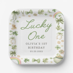 Lucky One Shamrock 1st Birthday Paper Plates