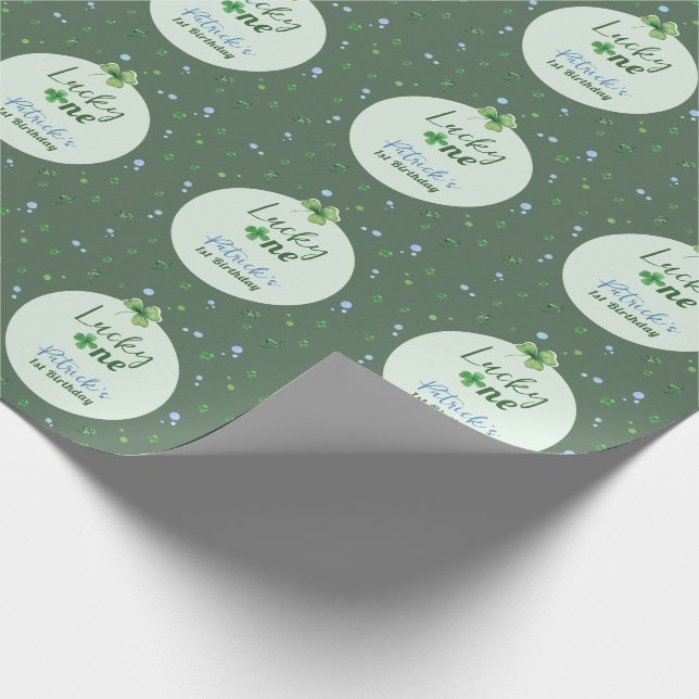 Lucky One St Patrick Boy Birthday Wrapping Paper (Corner)