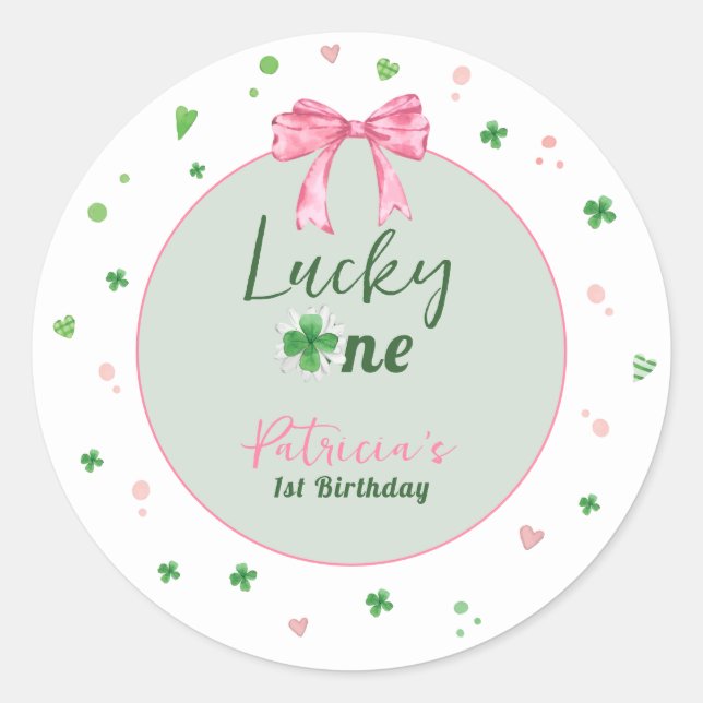 Lucky One St Patrick Girl Birthday Classic Round Sticker (Front)