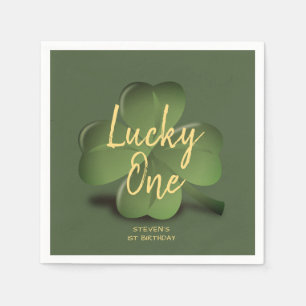 Lucky One St Patricks Boy First Birthday Party Napkin