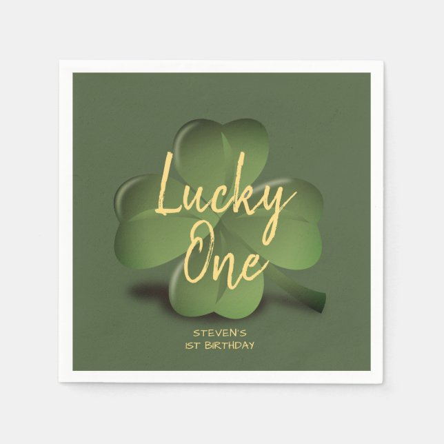 Lucky One St Patricks Boy First Birthday Party Napkin (Front)