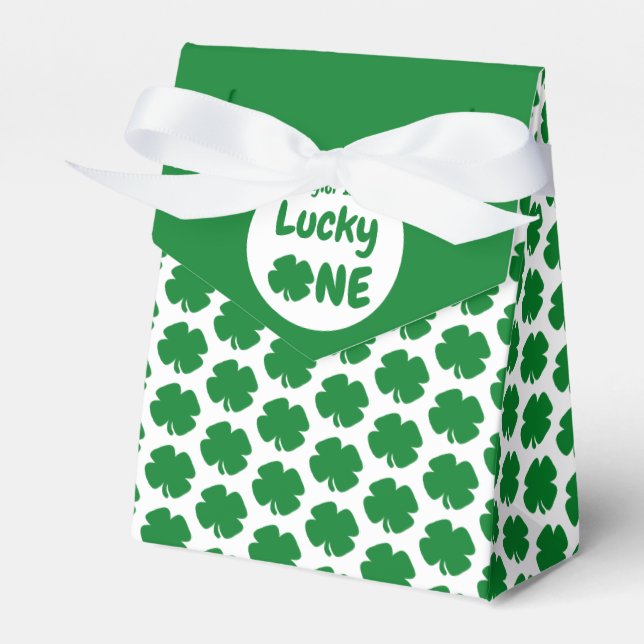 Lucky One St Patrick's Day 1st Birthday Favor Box (Front Side)