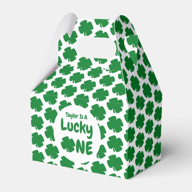 Lucky One St Patrick's Day 1st Birthday Favor Box (Front Side)