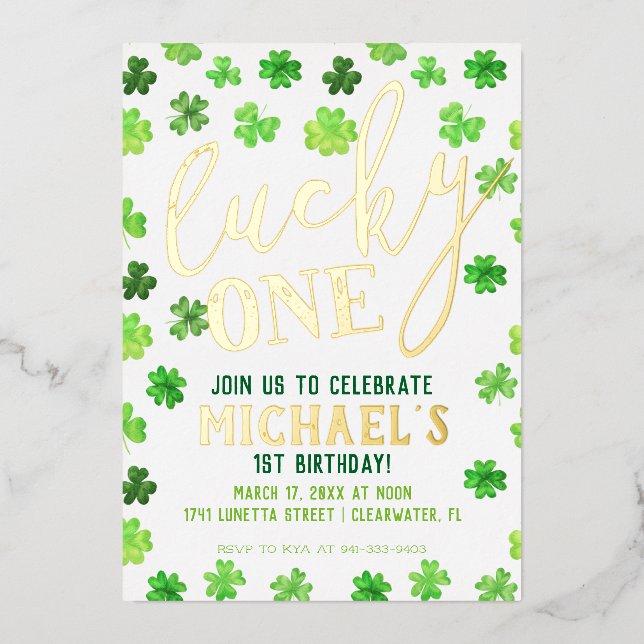 Lucky One | St. Patrick's Day 1st Birthday Invitat (Front)