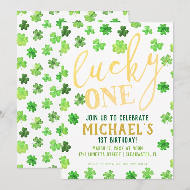 Lucky One | St. Patrick's Day 1st Birthday Invitation (Front/Back)
