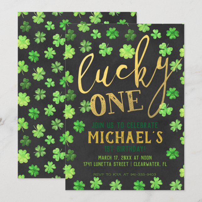 Lucky One | St. Patrick's Day 1st Birthday Invitation (Front/Back)