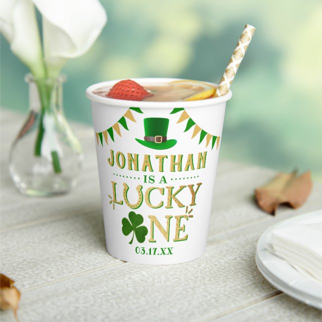 Lucky One St. Patrick's Day 1st Birthday Paper Cups (Insitu)